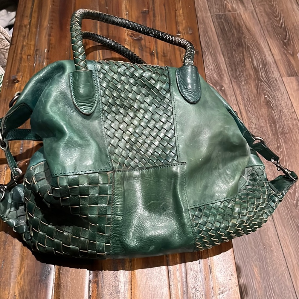 Large Teal Leather Patricia Nash Bag